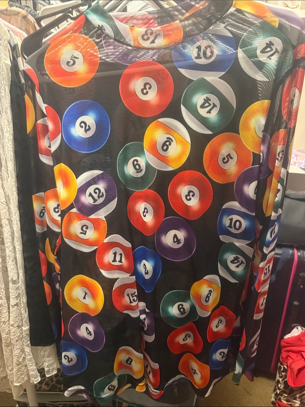 Sheer Multicolor Pool Ball Print